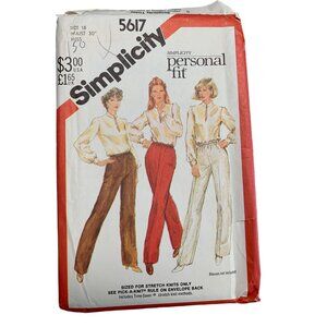 Vintage Simplicity Sewing Pattern 5617 Womens Pants Size 16